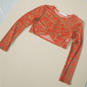 Lisa Says Gah
Elenor Wild Hearts
Print Ruched Mesh
Crop Top